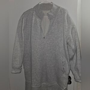 Xersion Womens Light Gray Quarter-Zip Knit Pullover Sweatshirt Dress